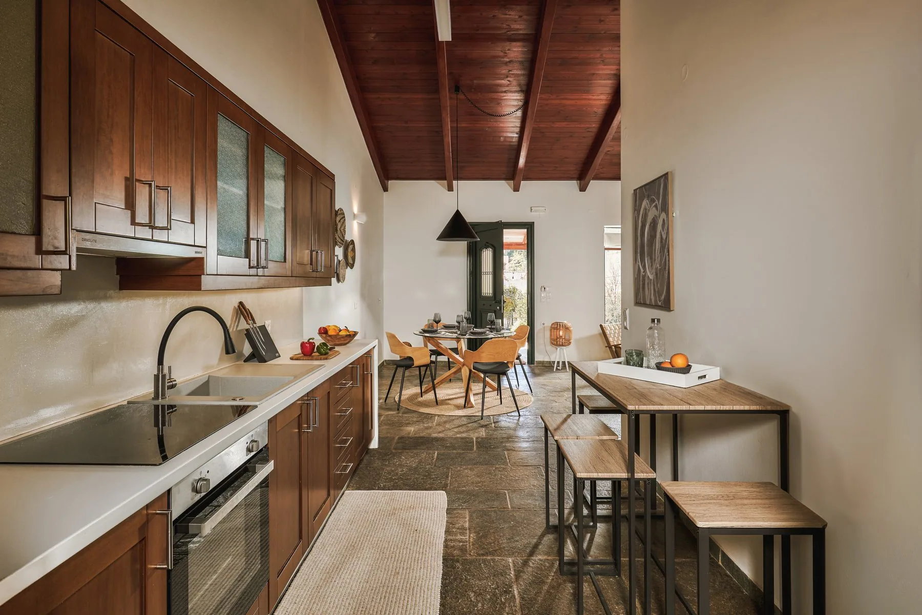 Fully equipped kitchen in a holiday house in Paleokastro Heraklion Crete